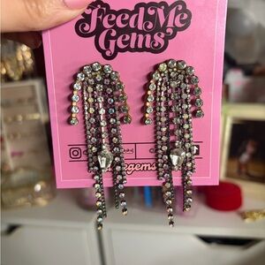 Feed Me Gems HCBH Crystal Fringe Drop Earrings